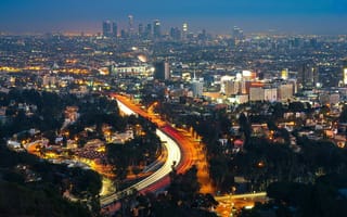 Картинка Los Angeles, Лос Анджелес, USA, LA, Ночь, Калифорния, огни, California, США