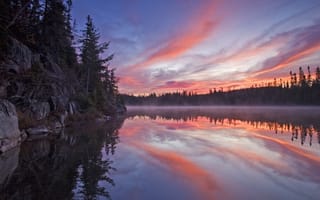 Картинка Канада, озеро, лес, Онтарио, закат