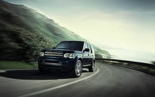 Картинка поворот, Discovery 4, гора, внедорожник, 2012, дорога, джип, Land Rover