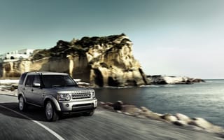 Картинка Land Rover, море, дорога, внедорожник, джип, движение, лето, Discovery 4, берег