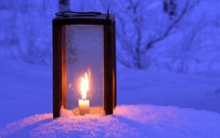 Картинка lantern, свет, snow, зима, ночь, снег, фонарь, свеча, winter