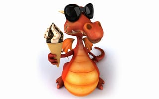 Картинка 3d, funny, ice cream, character, dragon