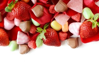 Картинка клубника, конфеты, сладости, шоколад