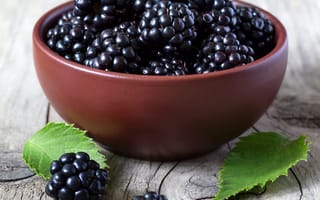 Картинка свежие ягоды, миска, bowl, leaves, blackberries, ежевики, fresh berries, листики