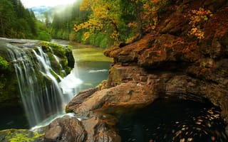 Обои река, Gifford Pinchot, США, водопад, Вашингтон, природа, лес, камни
