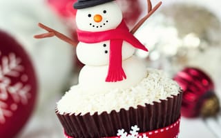 Обои snowman, Christmas, New Year, sweets, Рождество, праздник, сладости, Новый год, cake