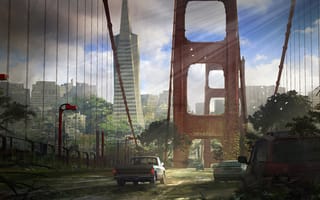 Картинка The Last of Us, город, апокалипсис, мост, арт