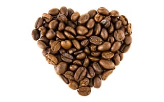 Обои coffee, кофе, любовь, heart, сердце, love, зерна