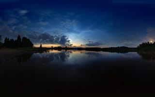 Картинка вечер, отражение, облака, река