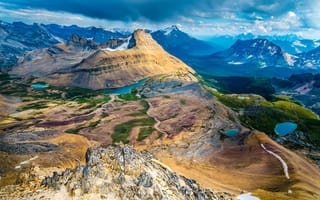 Картинка горы, панорама, озера, пейзаж, Канада