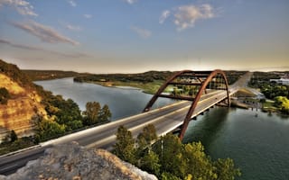 Картинка USA, Pennybacker_bridge, город, Loop360_bridge, city, Austin, Texas