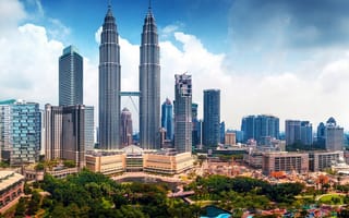 Картинка Petronas Towers, Башни Петронас, здания, панорама, Малайзия, Malaysia, Куала-Лумпур, небоскрёбы, Kuala Lumpur