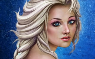 Картинка лицо, коса, FROZEN, арт, девушка, Elsa