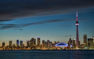 Картинка center island, Toronto, город, Ontario, панорама, Канада, skyline, закат