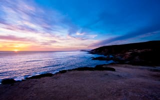 Картинка закат, залив, California, побережье, Bodega Bay