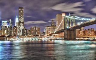 Картинка NYC, Brooklyn Bridge, city, USA, New York