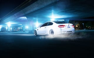 Картинка E92, rear, белый, мост, бмв, white, burnout, M3, BMW