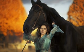 Картинка настроение, девушка, конь
