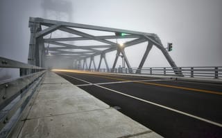 Картинка город, туман, мост, portsmouth