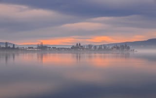 Картинка Lake Constance, озеро, рассвет, Германия, водная гладь, городок, Боденское озеро, утро, Germany