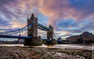 Картинка город, река, Лондон, мост