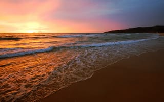 Обои sunset, Ocean, sand, rocks