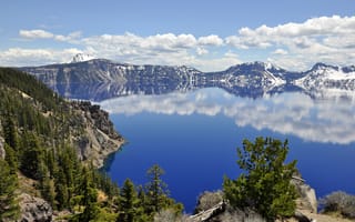 Обои Crater Lake, горы, лес, природа, Oregon, озеро