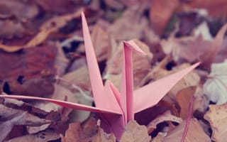 Картинка pink, autumn, журавлик, оригами