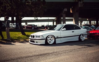 Картинка BMW, tuning, тюнинг, бмв, белая, E36