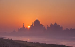 Картинка taj mahal, sunrise, india