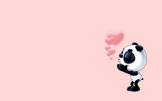 Картинка праздник, валентинки, сердечки, панда, признание, минимализь