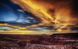 Картинка Painted Desert, закат, Arizona, пейзаж