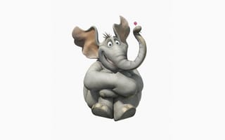 Картинка Хортон, цветок, белый фон, Horton Hears a Who!, слон, летит, серый