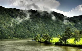 Картинка река, природа, Горы, Австрия, Hofkirchen