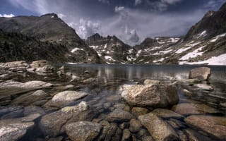 Картинка горы, озеро, камни, природа, вода