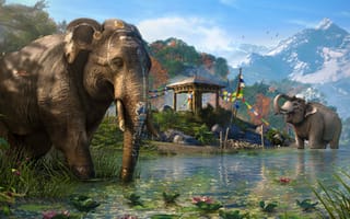 Картинка Far Cry 4, горы, слоны, озеро
