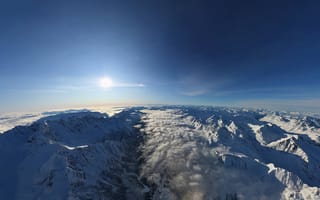 Картинка Альпы, облака, Солнце, небо