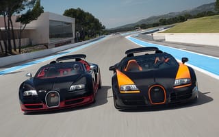 Обои Bugatti, Grand Sport, Veyron, Бугатти, Roadster, Vitesse, суперкар, передок, WRC Edition, Вейрон, and