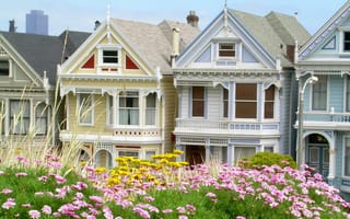 Картинка San Francisco, дом, Сша, коттедж, цветы, Калифорния, Сан-Франциско