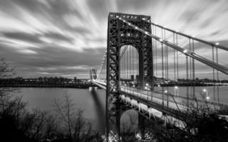 Картинка George Washington Bridge, Нью-Йорк, река, New York City, мост