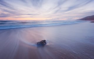Картинка пляж, утро, берег, камень, море, песок
