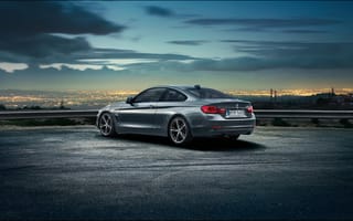 Картинка BMW, четвертая серия, огни, пейзаж, небо, купе