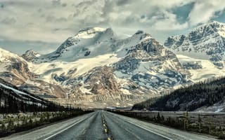 Картинка Canadian Rockies, mountains, road, landscape