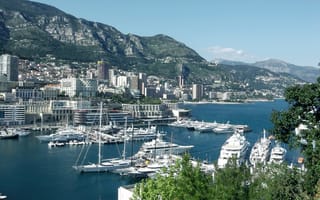 Картинка Monte Carlo, горы, залив, яхты, Монте-Карло, панорама, Монако, Monaco, порт