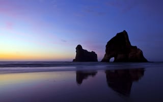 Картинка New Zealand, water, beach, Sunset