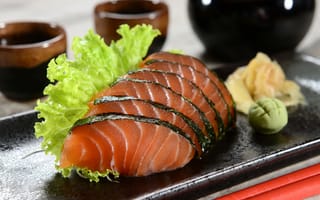 Картинка японская кухня, оформление, Japanese cuisine, зелень, суши, rolls, sushi, greenery, decoration, роллы