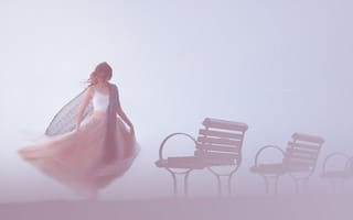 Картинка девушка, туман, настроение