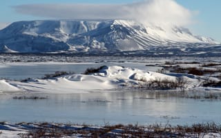 Картинка пейзаж, Исландия, природа, Blаfjall, снег, горы
