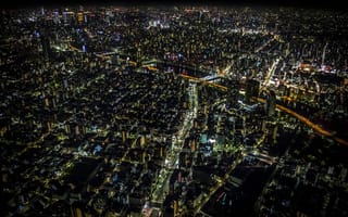 Картинка Japan, Япония, здания, Tokyo, ночь, дома, Токио, столица, мегаполис, освещение, огни
