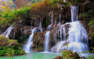 Картинка Umphang Wildlife Sanctuary, Thailand, горы, поток, Таиланд, водопад, деревья, скалы